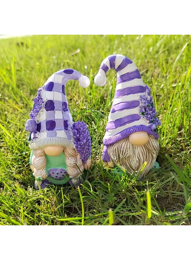 Lavender Love Gnome Couple Cartoon Cowboy Resin Decorative Ornaments For Bedroom Entrance - Image 5